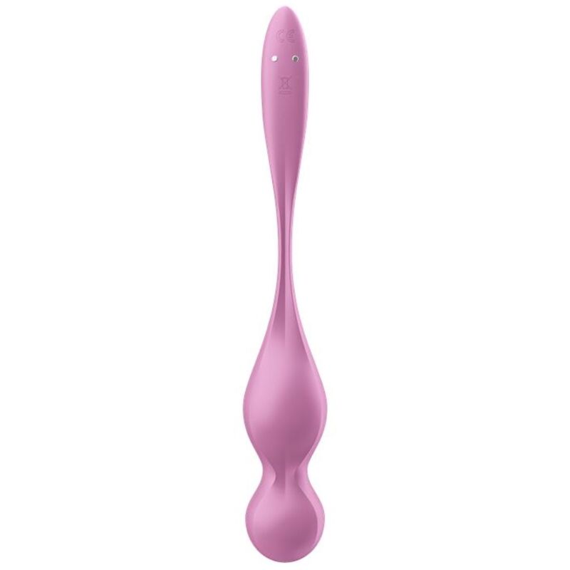 Close-up of the Satisfyer Bolas de Kegel Vibrantes Love Birds Rosa, showing its soft silicone texture and ergonomic shape.