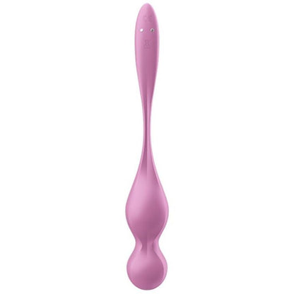 Close-up of the Satisfyer Bolas de Kegel Vibrantes Love Birds Rosa, showing its soft silicone texture and ergonomic shape.