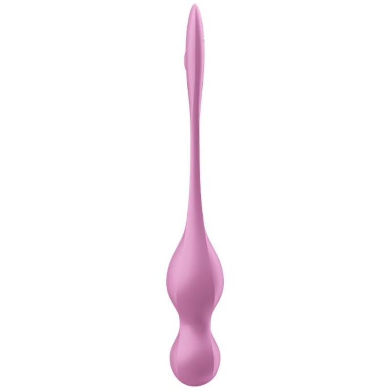 Close-up of the Satisfyer Bolas de Kegel Vibrantes Love Birds Rosa, showing its soft silicone texture and ergonomic shape.