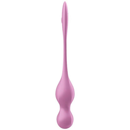 Close-up of the Satisfyer Bolas de Kegel Vibrantes Love Birds Rosa, showing its soft silicone texture and ergonomic shape.