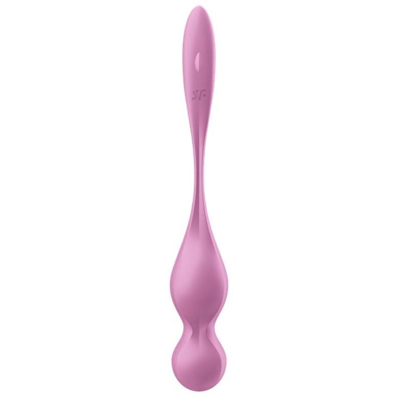 Close-up of the Satisfyer Bolas de Kegel Vibrantes Love Birds Rosa, showing its soft silicone texture and ergonomic shape.