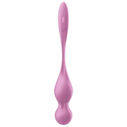 Close-up of the Satisfyer Bolas de Kegel Vibrantes Love Birds Rosa, showing its soft silicone texture and ergonomic shape.