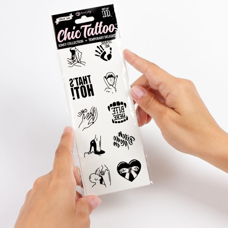 Conjunto de 10 tatuagens temporárias SECRET PLAY Coleção Kinky.