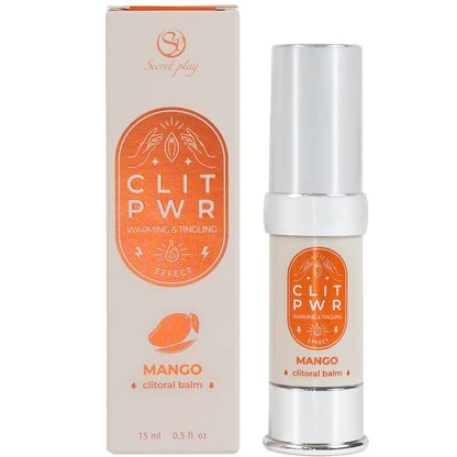 SECRET PLAY Bálsamo Clitoriano Vibrante e Quente Sabor Manga 15ml para prazer íntimo.