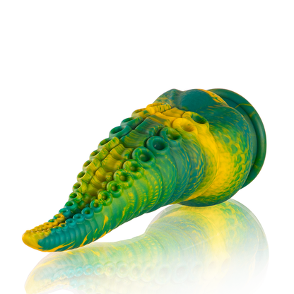 Close-up do Dildo Tentáculo Cetus Verde Grande da EPIC CYBERSILICOCK, mostrando sua textura e detalhes.