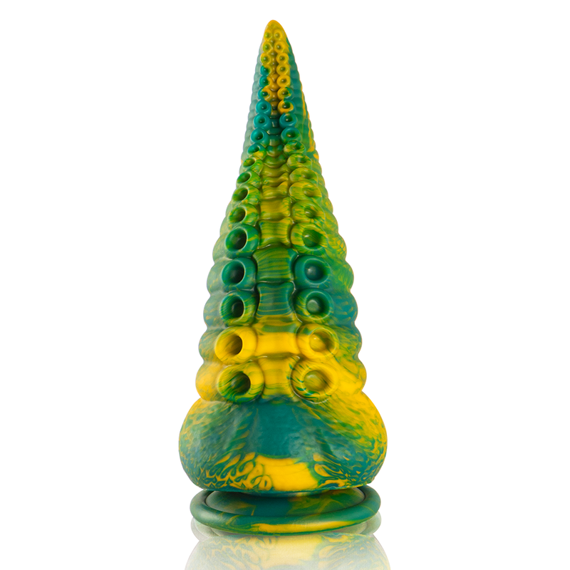 Close-up do Dildo Tentáculo Cetus Verde Grande da EPIC CYBERSILICOCK, mostrando sua textura e detalhes.