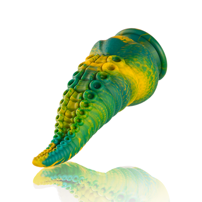 Close-up do Dildo Tentáculo Cetus Verde Grande da EPIC CYBERSILICOCK, mostrando sua textura e detalhes.