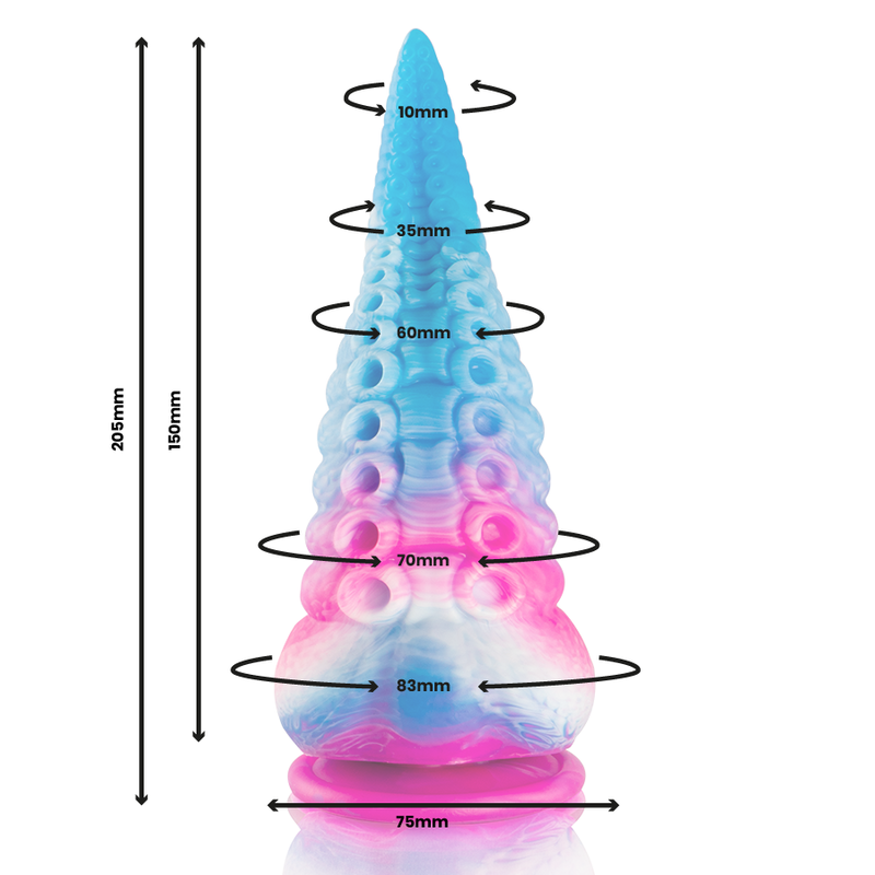 Close-up do Dildo Tentáculo Azul Phorcys Grande EPIC CYBERSILICOCK, destacando sua forma e textura de silicone.