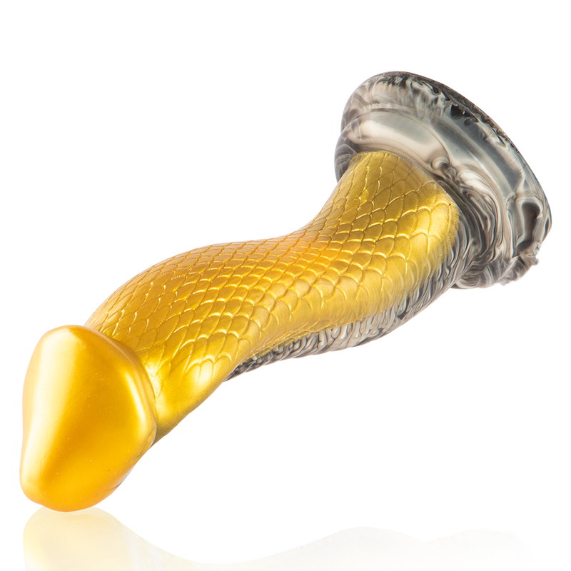 Close-up do EPIC CYBERSILICOCK Dildo Drakon Amarelo Cobra, mostrando textura e detalhes do design realista.