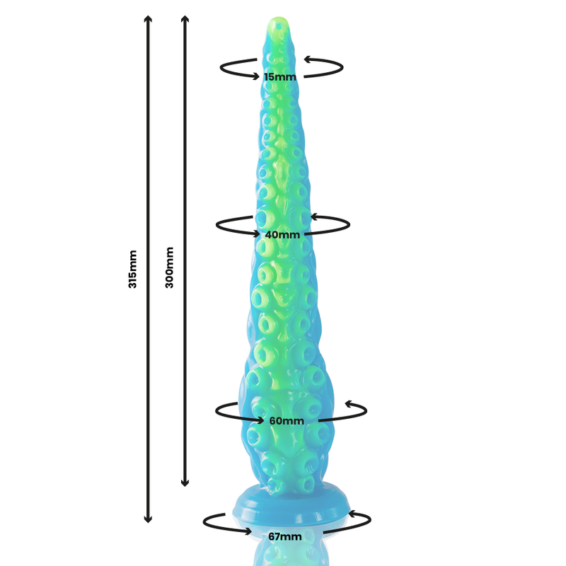 Dildo tentáculo fluorescente EPIC CYBERSILICOCK Scylla Grande em silicone premium.