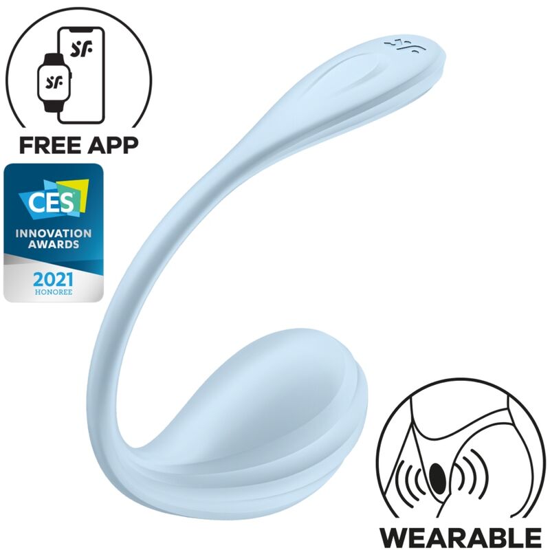Satisfyer Estimulador de Ponto G Pétala Lisa em azul, mostrando seu design flexível e textura.