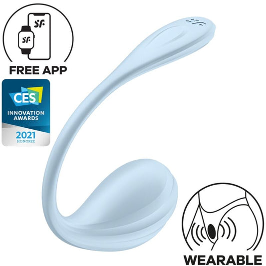 Satisfyer Estimulador de Ponto G Pétala Lisa em azul, mostrando seu design flexível e textura.