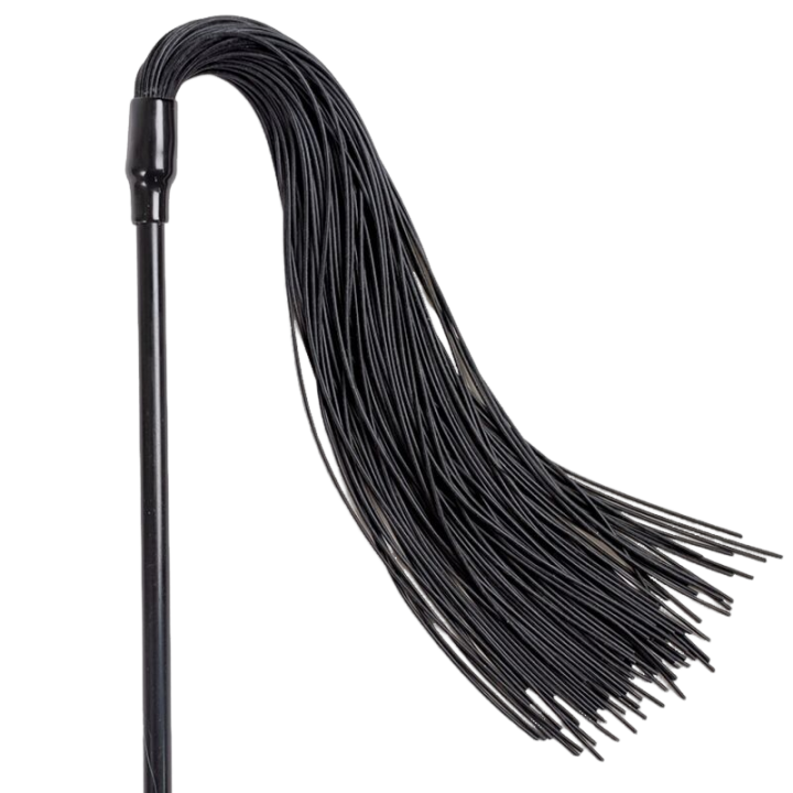 Imagem do acessório SECRET PLAY Espanador e Chicote, mostrando suas penas macias e o chicote, ideal para brincadeiras BDSM e sensuais.
