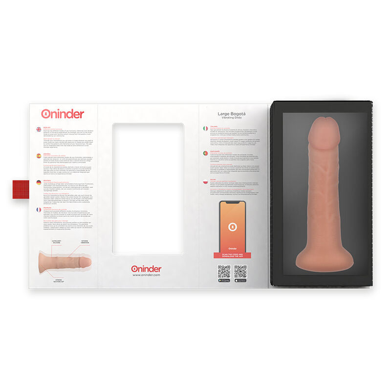 Close-up do ONINDER Vibrador Dildo Bogotá Grande, destacando o silicone macio e o design ergonómico.