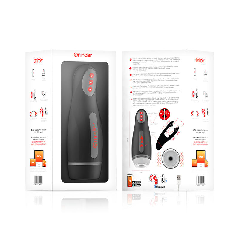 ONINDER Masturbador Masculino SEOUL com controlo via app e cabo de carregamento USB.