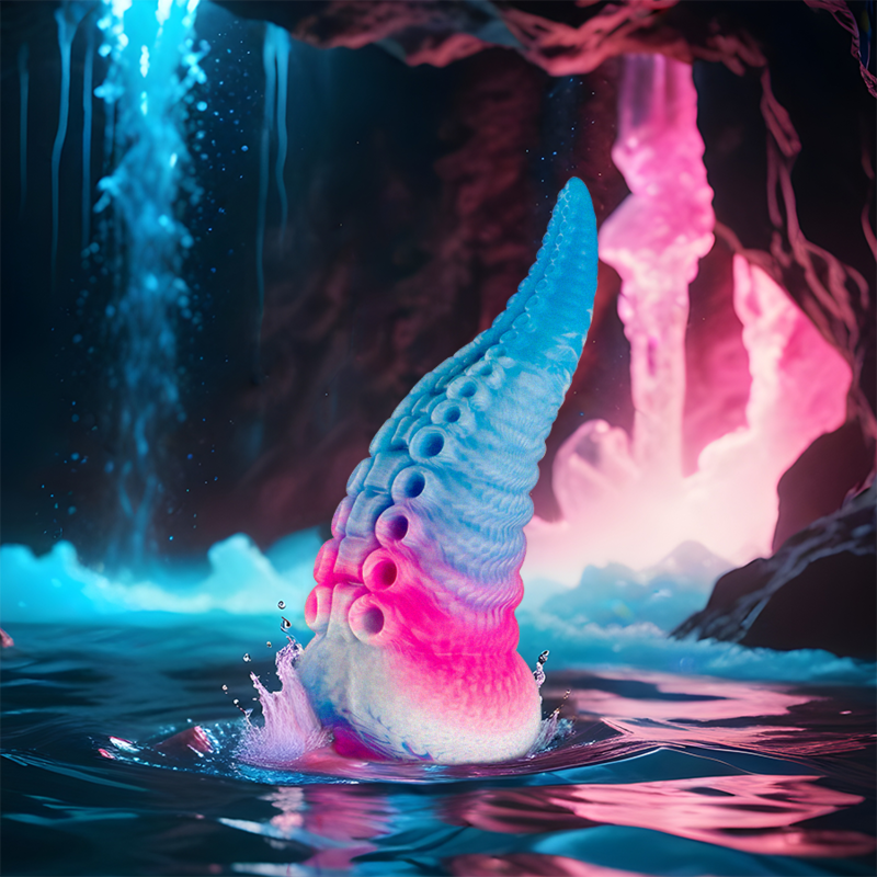 Close-up do Dildo Tentáculo Azul Phorcys Grande EPIC CYBERSILICOCK, destacando sua forma e textura de silicone.