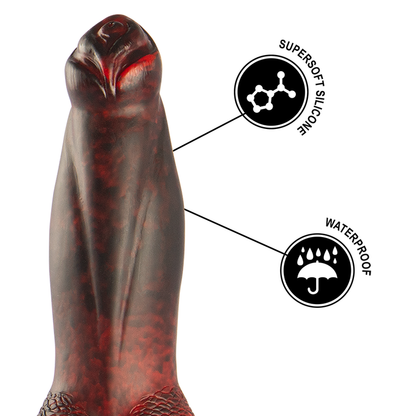 Detalhe do Vibrador Dildo Prometheus da EPIC CYBERSILICOCK com controlo remoto e design ergonómico.
