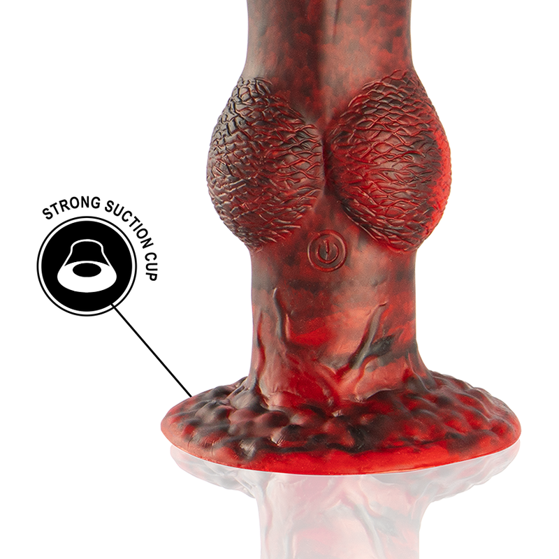 Detalhe do Vibrador Dildo Prometheus da EPIC CYBERSILICOCK com controlo remoto e design ergonómico.