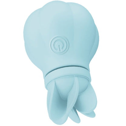 Close-up do Adrien Lastic Caress Azul, um estimulador de clitóris com design ergonómico e 5 cabeças intercambiáveis para diferentes sensações.