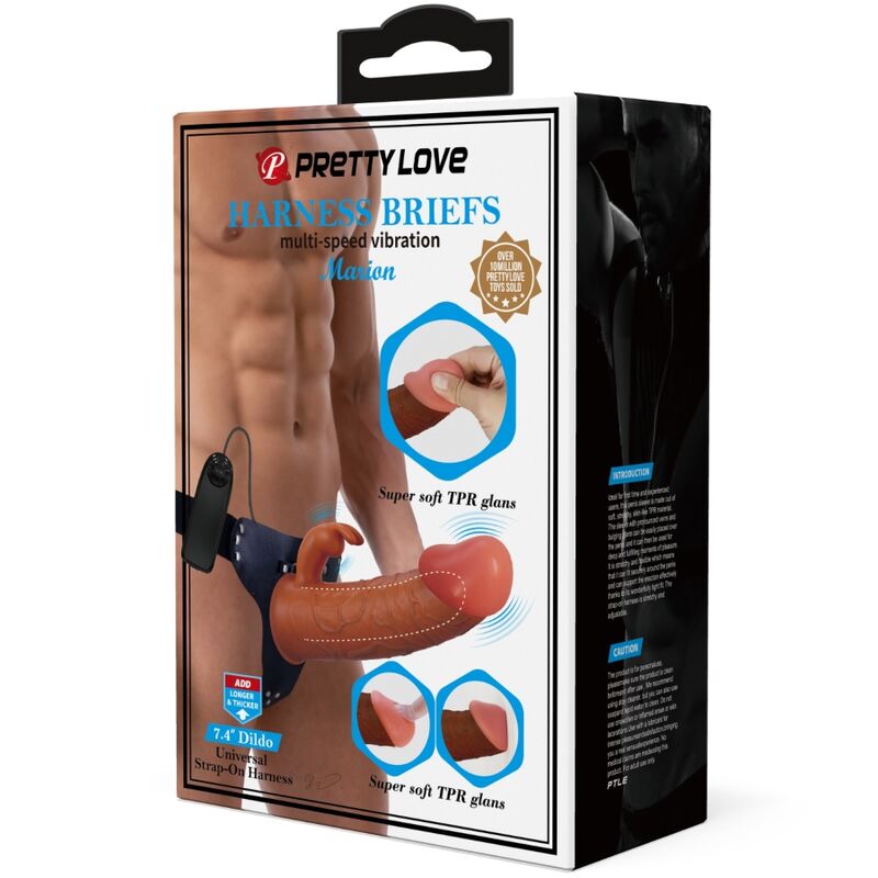 MARION HARNESS CUECAS UNIVERSAIS COM DILDO VIBRATÓRIO 19 CM MARROM