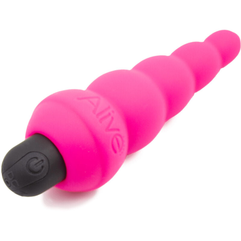 Alive Estimulador Anal Lance Pro Rosa em silicone aveludado, detalhe das curvas ergonómicas