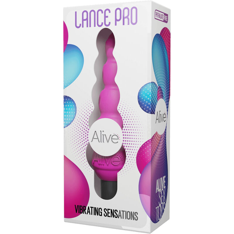 Alive Estimulador Anal Lance Pro Rosa em silicone aveludado, detalhe das curvas ergonómicas