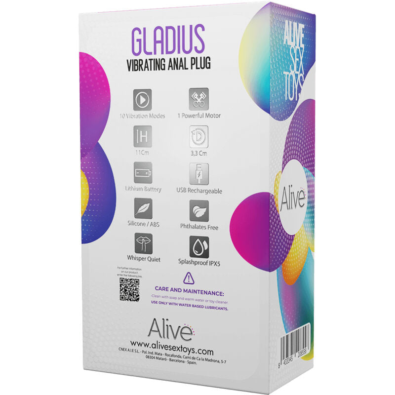 Alive Plug Vibrador Anal Gladius Recarregável para prazer e estimulação anal