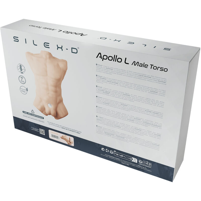 Imagem do SILEXD Torso Masculino Realista Apollo L com vibrador, detalhando sua textura e design ergonómico.