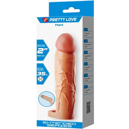 Capa para Pénis Extensora Estimulante Hani da PRETTY LOVE em silicone realista.