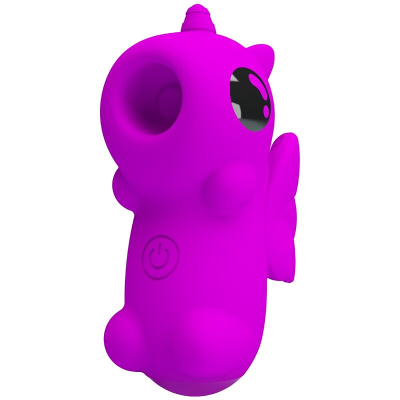 Pretty Love Mini Vibrador de Dedo Magic Unicorn roxo com 10 funções de sucção e carregamento USB.