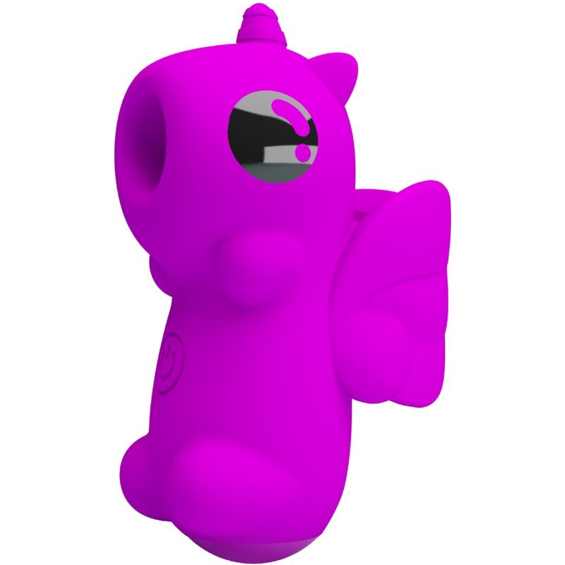 Pretty Love Mini Vibrador de Dedo Magic Unicorn roxo com 10 funções de sucção e carregamento USB.
