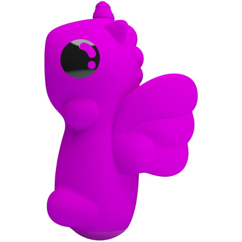 Pretty Love Mini Vibrador de Dedo Magic Unicorn roxo com 10 funções de sucção e carregamento USB.