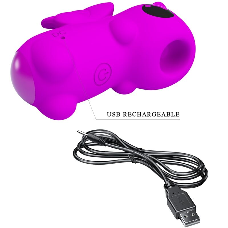 Pretty Love Mini Vibrador de Dedo Magic Unicorn roxo com 10 funções de sucção e carregamento USB.