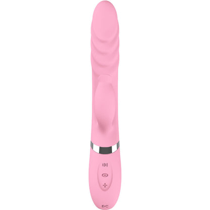 Close-up do Vibrador e Thrusting Armony com Língua Aquecida Rosa, mostrando seu design ergonômico e detalhes.