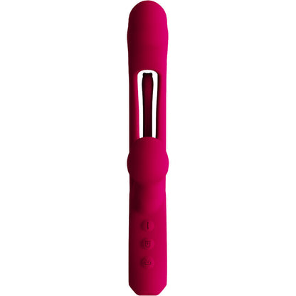 ARMONY Vibrador Impacto Swing e Estimulador Duplo na cor bordô, mostrando seu design ergonômico e texturas para estimulação.