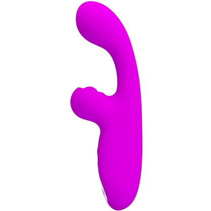 Close-up do Vibrador Rabbit PRETTY LOVE Skylar Roxo, mostrando seu design ergonómico e textura de silicone macio.