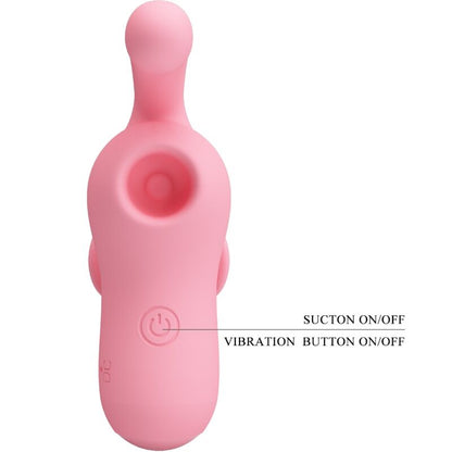 PRETTY LOVE Vibrador de Dedo e Sucker Magic Fairy 10 Funções, mostrando design compacto e cor rosa.