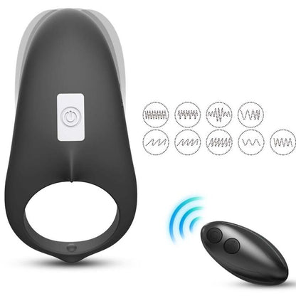 ARMONY Anel Vibrador Shark para Casais com Controle Remoto, detalhe do design ergonómico em silicone preto.