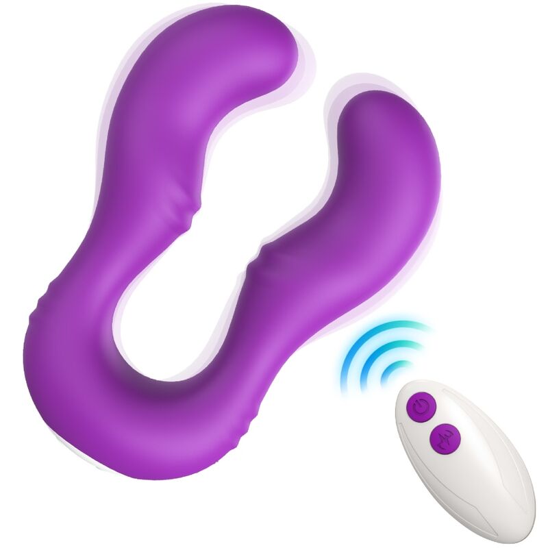 Close-up do vibrador ARMONY Seraph Duplo Controle Remoto Roxo, destacando seu design ergonômico e silicone premium.