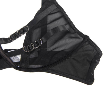 SUBBLIME Conjunto Lingerie Transparente com Tiras S/M, exibindo o design sedutor e o tecido delicado.