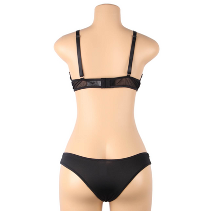 SUBBLIME Conjunto Lingerie Transparente com Tiras S/M, exibindo o design sedutor e o tecido delicado.