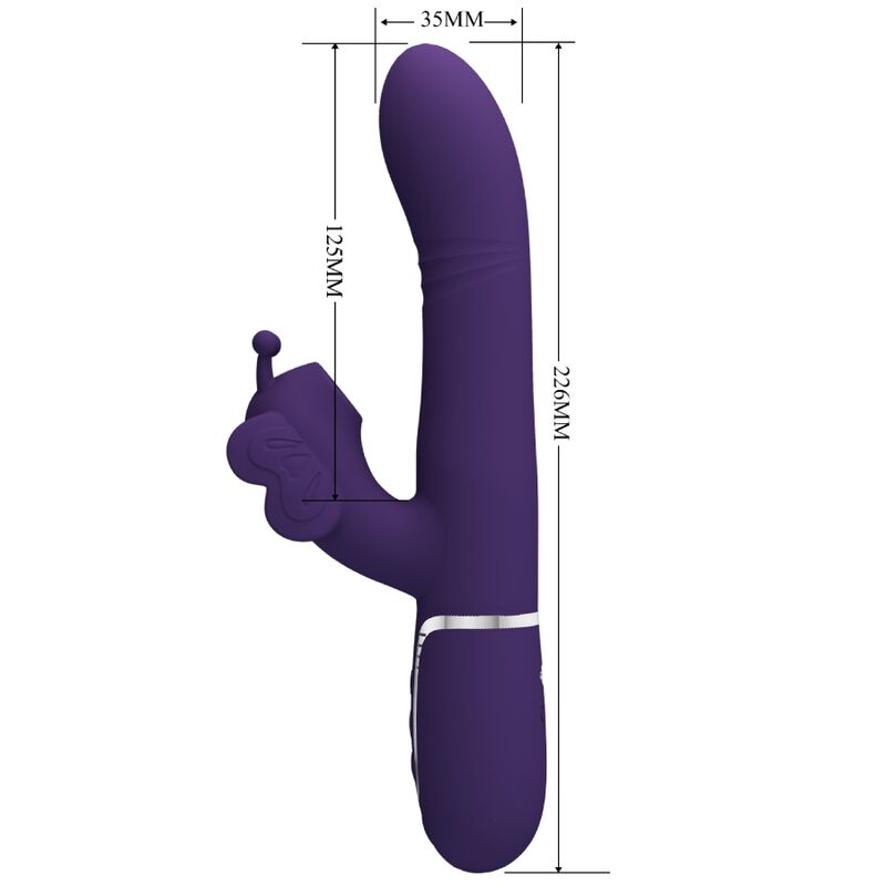 Vibrador Coelho Pretty Love Multifunções 4 em 1 Borboleta Roxo para prazer clitoriano e ponto G