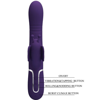 Vibrador Coelho Pretty Love Multifunções 4 em 1 Borboleta Roxo para prazer clitoriano e ponto G