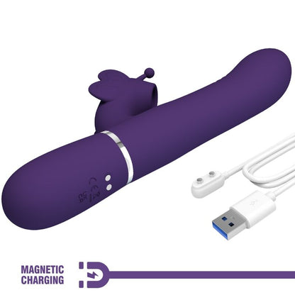 Vibrador Coelho Pretty Love Multifunções 4 em 1 Borboleta Roxo para prazer clitoriano e ponto G