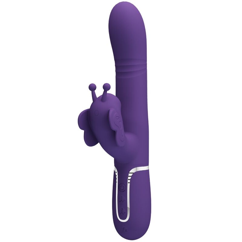 Vibrador Coelho Pretty Love Multifunções 4 em 1 Borboleta Roxo para prazer clitoriano e ponto G