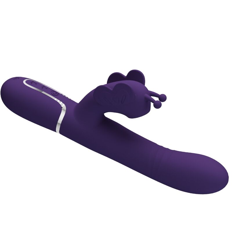 Vibrador Coelho Pretty Love Multifunções 4 em 1 Borboleta Roxo para prazer clitoriano e ponto G