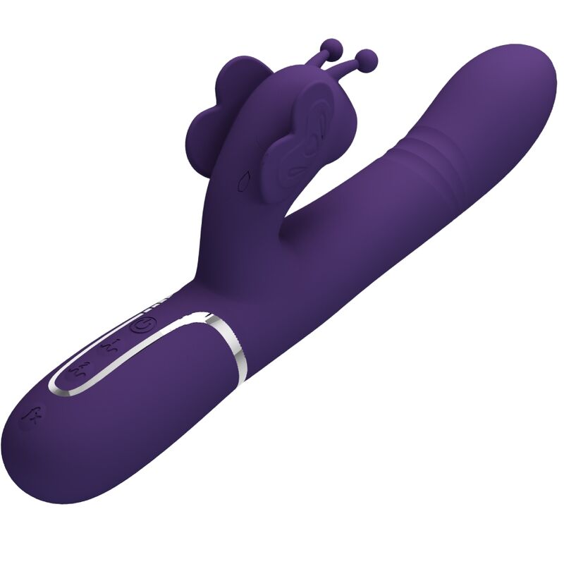 Vibrador Coelho Pretty Love Multifunções 4 em 1 Borboleta Roxo para prazer clitoriano e ponto G