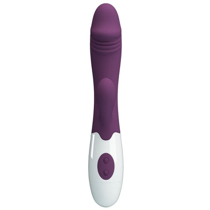 Vista detalhada do Vibrador PRETTY LOVE Snappy Ponto G e Clitóris Roxo, mostrando seu design flexível e textura em silicone.