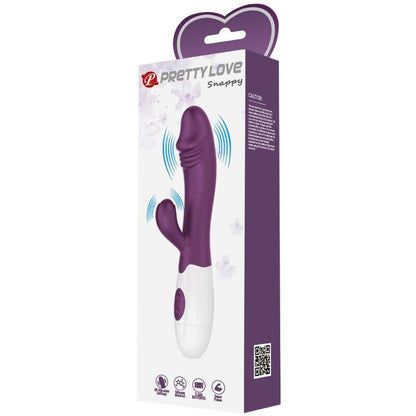Vista detalhada do Vibrador PRETTY LOVE Snappy Ponto G e Clitóris Roxo, mostrando seu design flexível e textura em silicone.