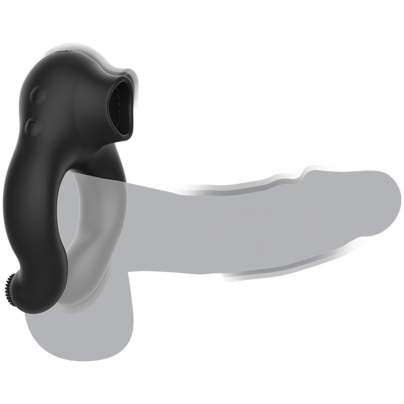 Close-up do Anel Vibrador ARMONY Silicone 3 Motores Recarregável Preto Ouro, destacando seu design e textura.